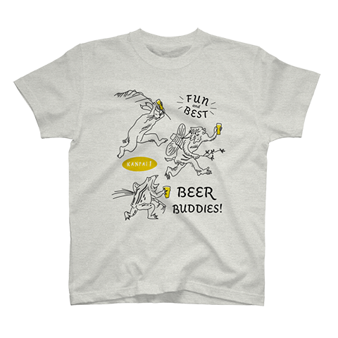 三匹の鳥獣戯画×BEER 愉快で最高なビール仲間! スタンダードTシャツ(SUZURI店)