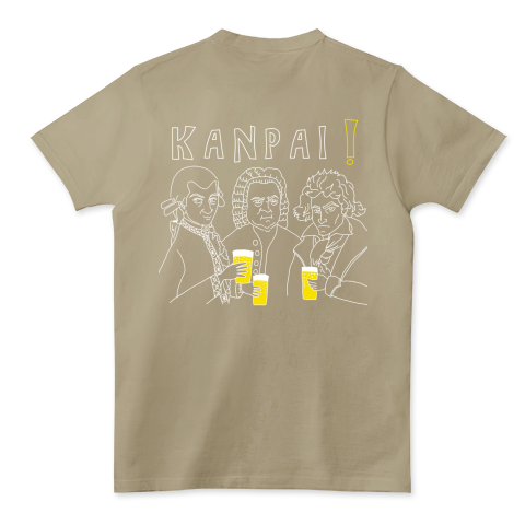 三人の音楽家×BEER イラストMAXサイズ バックプリント USAコットンTシャツ(Tシャツトリニティ店)